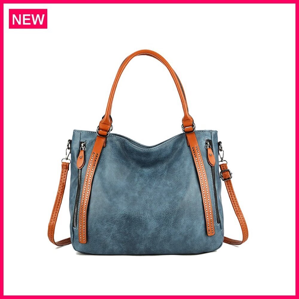 Large Vegan Leather Tote Bag with Adjustable Strap for Laptop & Essentials